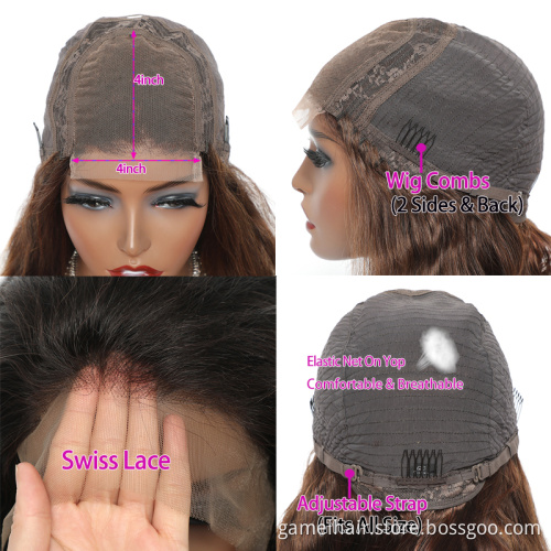 10A High Quality Virgin Cuticle Aligned Double Drawn Brazilian Real 100% Human Hair Lace Front Wig Raw Indian Lace Closure Wig